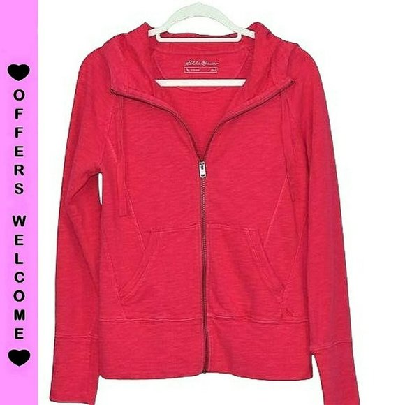 Eddie Bauer Tops - Eddie Bauer Womens Full Zip Hoodie with Pockets Size Small Reddish Pink